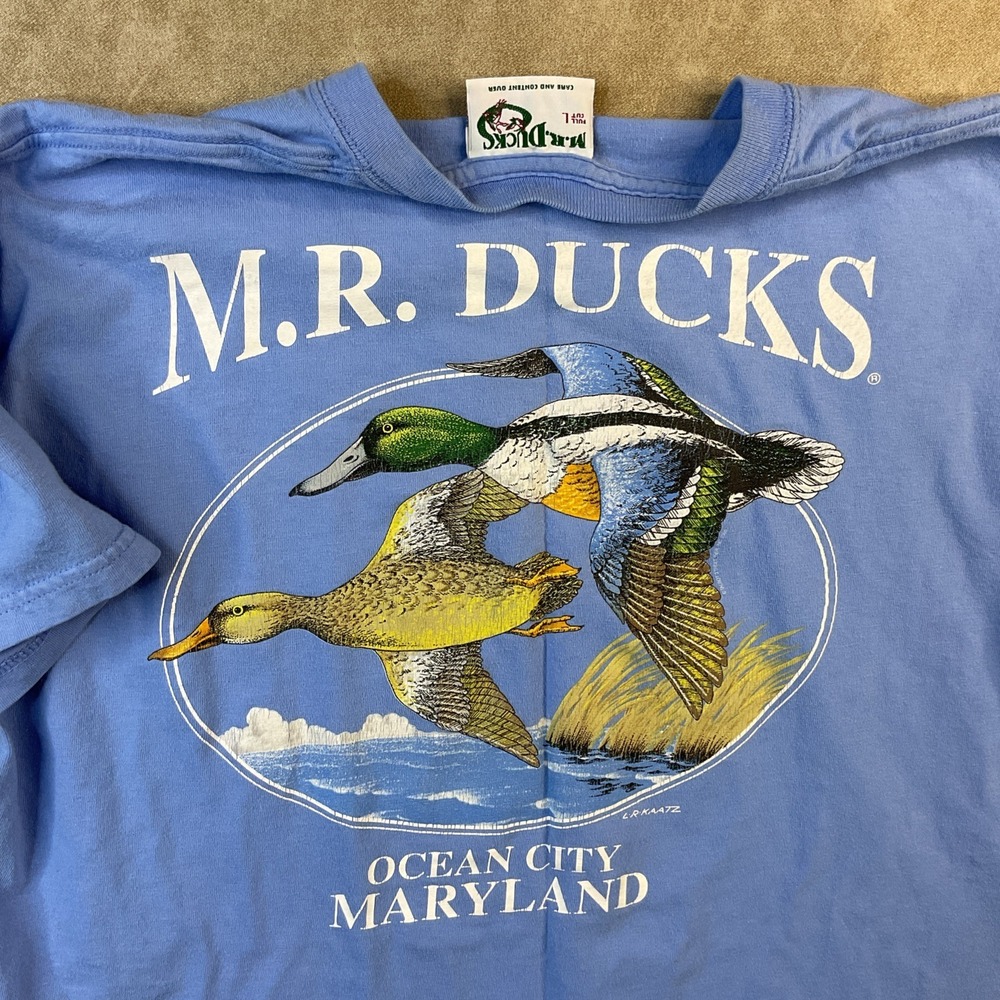 Vintage Mr Ducks T-Shirt Men Sz L Graphic Tee 2000 Y2K Ocean City Maryland